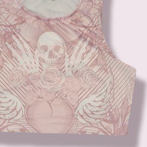 Skull & Floral Print Cropped Tank Top